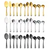 Pala para freír, pala para freír, cucharón para sopa, cuchara ranurada para sopa, pala para pizza, juego de utensilios de cocina ligeros chapados en oro Fcm