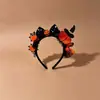 Tocado de Halloween Sombrero Mágico de Bruja Diadema Decoración de Maquillaje Diadema de Encaje Horquilla de Calabaza Accesorio para el Cabello de Fantasma