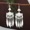 Pendientes Miao Étnicos de Borla Larga Estilo Nuevo, Pendientes Exagerados de Declaración de Moda Estilo Étnico de Plata Miao de Lujo Ligero