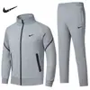 Conjunto Esportivo Casual Masculino de Primavera e Outono, Cardigã com Gola Alta, Moletom e Calça de Moletom Conjunto de Duas Peças, Roupa Esportiva Masculina para Corrida ao Ar Livre