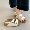 Sandálias Birkenstock Plataforma com Velcro e Solado Grosso para Mulheres, Novo Estilo Verão 2026, Adequadas para Usar com Saias, Sandálias Romanas de Praia de Alta Qualidade