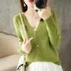 Cardigan de Punto Nuevo para Mujer Otoño Invierno Cuello en V Abrigo Delgado de Punto Suéter Manga Larga Suave y Esponjoso