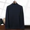 Negocios Casual Otoño e Invierno Nuevo Suéter de Cachemira de Cuello Alto Medio de un Lado Engrosado para Hombre Suéter de Punto de Fondo Suéter Holgado