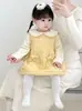 2025 Novo Outono e Inverno Estilo Coreano Menina Princesa Bebê Vestido Colete de Veludo Moda para Bebê Menina de Um Ano Roupas de Inverno