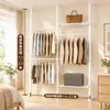 Perchero de suelo a techo, no requiere taladrar, extensible, adecuado para dormitorios, balcones y uso en interiores, con diseño reforzado y engrosado, para colgar ropa y almacenar artículos, producto transfronterizo