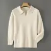 Suéter Bai Cai Rong Otoño Invierno 100% Lana para Hombre Cuello de Gaviota Jersey Grueso Suéter Holgado Casual de Punto Capa Base