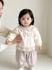 Conjunto de Moda Estilo Coreano para Niñas Sudadera Conjunto Separado Suave y Esponjoso Línea A Cuello de Muñeca Jersey Puños de Canalé Pantalones de Campana