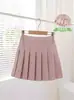 Falda Blanca para Niñas de Primavera y Otoño Estilo Coreano Cintura Alta Falda Plisada Elástica Estilo Universitario Nuevo Estilo Niña