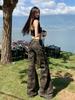 Jeans Acampanados de Camuflaje para Mujer, Otoño 2025 Nuevo Cintura Baja Adelgazantes Estilo Americano para Exterior Elásticos Pierna Ancha