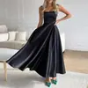 Vestido de Noite com Alça Fina Estilo Europeu e Americano Amazon 2026 Novo Modelo Festa de Aniversário Elegante Longo Vestido de Cetim