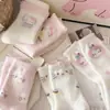 Calcetines Rosados de Gatito Lindo de Dibujos Animados, Calcetines de Media Pantorrilla para Mujer, Engrosados para Otoño e Invierno, Calcetines Cálidos para el Hogar y Dormir, Calcetines de Felpa, Lana Australiana
