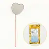 Espejo de Inspección con Forma de Corazón para Extensiones de Pestañas, Lente Rectangular, Antirrizado, Superficie de Espejo Antivaho, Espejo para Pestañas, Espejo Oral Redondo