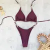 Biquíni de Três Peças Liso com Recortes Baixa Cintura Conjunto de Saia Curta Sexy Comércio Exterior Novo Estilo 2026 Maiô de Duas Peças