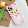 Adecuado para iPhone 15 Pro Max Funda de Teléfono Móvil Todo Incluido Oso Flor de Ciruelo Silicona Dibujo Animado 3D 13 Pata de Gato 16 Transfronterizo 11