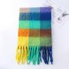 2025 nuevo ac cálido color arcoíris a cuadros largo europeo y americano otoño e invierno cálido suave mohair ceroso bufanda