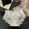 Ropa Interior Sexy para Mujeres Lujo Accesible Francés Pura Pasión Encaje Cruzado Satín Malla de Seda de Hielo Ropa Interior de Cintura Baja Calzones para Niñas