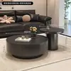 Mesa de centro redonda de ardósia designer para sala de estar, adequada para casas pequenas, luxo leve moderno, minimalista, de alta qualidade, novo estilo de mesa de chá pequena