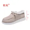 Entrega en stock Juyuan invierno 2026 nuevo comercio exterior talla grande zapatos 35-43 lona de caña baja planos casuales zapatos de algodón
