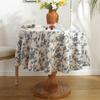 Toalha de mesa estampada com flores azuis transfronteiriças, borla floral pequena azul, vento, algodão, linho, tecido de mesa redonda, toalha de cobertura de tiro