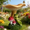 Alimentador de Sapo e Cogumelo Artesanato de Resina para Jardim Pátio Externo Gramado Planta em Vaso Ornato de Paisagem Estoque Pronto Transfronteiriço