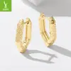 Nuevos pendientes de plata 925 de Yinziyun con textura metálica, pendientes de cobre chapados en oro ondulados de moda europea y americana
