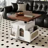 Mesa de Centro de Madeira Maciça com Altura Ajustável para Uso Doméstico, Mesa de Chá Empilhável e Móvel para Apartamentos Pequenos, Mesa de Jantar Multifuncional, Mesa Lateral de Sofá