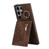 Funda de cuero con soporte de anillo superior e inferior abierto para teléfono móvil Samsung S24, tarjetero RFID retro NOTE20A715G