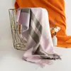 Cachecol de inverno de comércio exterior, estilo xadrez britânico, imitação de cashmere, unissex, com toque luxuoso, versátil, grosso, quente e com franjas
