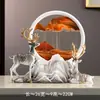 Adorno de Reloj de Arena Fluido con Ciervo Lujo Ligero Decoración para Hogar Sala de Estar Gabinete de Vino Gabinete de TV Escritorio de Oficina