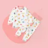Conjunto de ropa de otoño para bebé, ropa interior de dos piezas de manga larga para bebé, capa base para niños, ropa para niños, ropa de primavera y otoño, pantalones de otoño 100% algodón para niñas