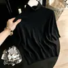 Comércio Exterior Outono-Inverno Estilo Casual Camiseta Básica Fina de Gola Alta para Mulheres, Blusa de Tricô Elegante de Cinco Mangas, Novo Modelo 2026