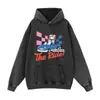 Sudadera con Capucha Retro de Dibujos Animados de Carreras Pesada Estampada Inglés Escrito a Mano Casual Superior Sudadera Oversize Streetwear Europeo y Americano