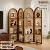 Tampa de tomada vertical para ar condicionado de sala de estar, divisória de tela dobrável de madeira maciça, nova prateleira de meia-parede de canto