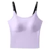 Sujetador de copa fija sin presión, que no se siente, sujetador tipo tank top amortiguador para deportes de intensidad media-alta, ropa interior de soporte suave, transpirable, de alta elasticidad