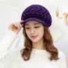 Chapéus Transfronteiriços de Outono e Inverno para Mulheres, Boina Fashion com Aba, Forrada com Lã e Espessa, Chapéu de Mãe, Chapéu de Lã Tricotado Quente