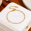 Pulsera transfronteriza de acero de titanio, cadena lisa versátil de oro de 18k, cadena O, cadena retorcida, cadena de eslabones tipo hoja, cadena de acero inoxidable, joyería DIY