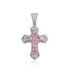 Colar Longo com Pingente de Cruz Totalmente Cravejado de Diamantes Brilhantes Hip-Hop Halloween Corrente Que Não Desbota Corrente Clavicular