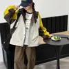 Jaqueta com Capuz Color Block e Zíper Tendência Outono para Meninas 2026, Roupa de Outono Estilosa para Crianças Maiores, Corta-vento para Atividades ao Ar Livre