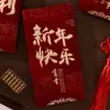 Envelope Vermelho de Camurça com Palavras de Casamento, Bolsa Universal de Véspera de Ano Novo, Boa Sorte e Prosperidade, Envelope Vermelho Criativo de Camurça com Hot Stamping
