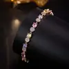 Pulseira de diamante arco-íris para mulheres, joia fina de zircônia colorida de luxo leve, requintada e versátil, ajustável, acessório de alta qualidade