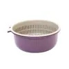 Bacia de Lavar Legumes de Plástico de Camada Dupla com Cesto Escorredor, Escorredor para Lavar Arroz, Cesto para Legumes, Bandeja para Lavar Frutas para Cozinha Doméstica