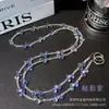 Corrente para Celular Transversal Contas de Cristal Estilo Longo Pode Ser Usada nas Costas Simples de Ombro Corrente Artesanal Ins Pingente de Bolsa com Conta de Gota