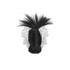 Pinza para el pelo de coleta baja con lunares blancos y negros, peluca con un estilo relajado, peinado recogido natural y voluminoso
