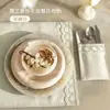 Manteles individuales de lino natural con borde de encaje sencillo, tapetes para guardar vajilla, tapetes aislantes del calor para uso doméstico, tapetes de mantel
