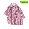 Camisa de Manga Corta de Hello Kitty Ropa de Verano a la Moda Cuello Solapa Más Suelta Camisa con Estampado Digital 3D