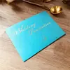 Convite de Casamento Estampagem Dourada Cartão de Convite de Casamento Estilo Europeu Envelope Retangular Personalizável