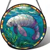Pingente de Vitral Crisgif - Coruja Verde Pegador de Porta Jardim Pátio Divertido Pássaro Pegador de Sol