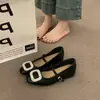 Sapatos Mary Jane Quadrados com Strass Estilo Coreano Novos para Primavera e Outono 2026 para Mulheres, Salto Escondido, Bico Aberto, Tira Única, Sapatos Versáteis