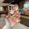 Estilo francés ins pintura al óleo tulipán cinta de perlas lazo TPU transparente alta definición impreso funda de teléfono suministro de comercio exterior
