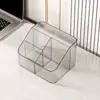 Caixa de armazenamento de cosméticos para casa, organizador de plástico para mesa para material de escritório e produtos de cuidados com a pele, prateleira simples com vários compartimentos para controle remoto na sala de estar